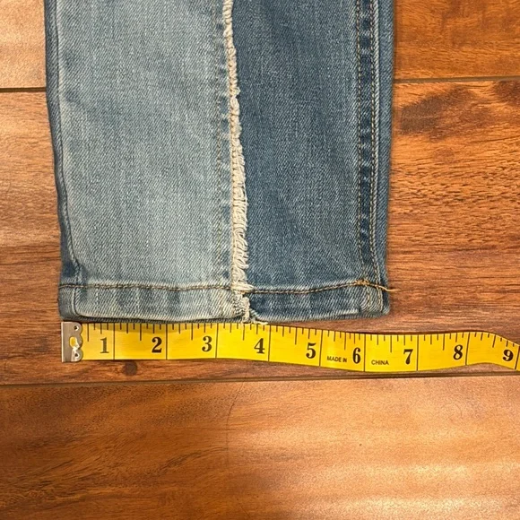 Wild Fable Highest Rise Slim Straight Patchwork Two Toned Denim Jeans Size 00 - Picture 7 of 9